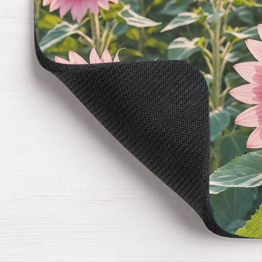 Rosa Sonnenblumenfeld Mousepad (Ecke)