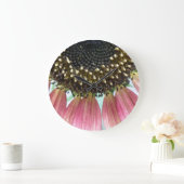 Rosa Sonnenblumensäulenhalle Große Wanduhr (Zuhause)