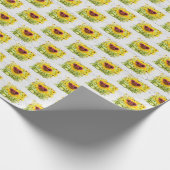 Rosa Sonnenbrille auf Sonnenblumen Geschenkpapier (Ecke)