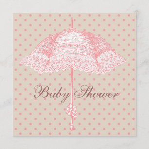 Rosa Sonnenschirm Baby Mädchen Shower Einladung