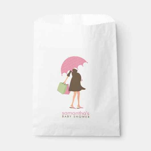 Rosa Sonnenschirm Mama Kinderdusche Geschenktütchen (Vorderseite)