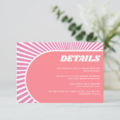 Rosa Sonnenstrahlen Retro Groovy 70er inspiriert H Begleitkarte (Stehend Vorderseite)