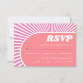 Rosa Sonnenstrahlen Retro Groovy 70er inspiriert H RSVP Karte (Vorderseite)