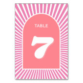 Rosa Sonnenstrahlen Retro Groovy 70er inspiriert H Tischnummer (Vorderseite)