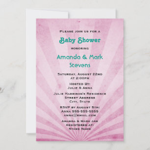 Rosa Sonnenstrahlen Shabby Grunge Textur Einladung