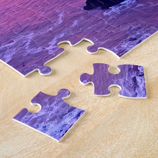 Rosa Sonnenuntergang am Lila Ozean Puzzle (Seite)