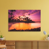Rosa Sonnenuntergang am Strand von Hawaii Leinwanddruck (Insitu (Wohnzimmer))