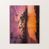Rosa Sonnenuntergang am Strand von Hawaii Puzzle (Vertikal)