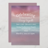 Rosa Sonnenuntergang Feier zum Leben Einladung (Vorne/Hinten)