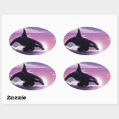 Rosa Sonnenuntergang Ovaler Aufkleber (Blatt)