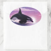 Rosa Sonnenuntergang Ovaler Aufkleber (Tasche)