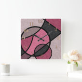 Rosa Sonnenuntergang Quadratische Wanduhr (Zuhause)