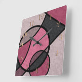 Rosa Sonnenuntergang Quadratische Wanduhr (Winkel)