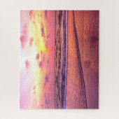 Rosa Sonnenuntergang über dem Ozean in Neapel, Flo Puzzle (Vertikal)