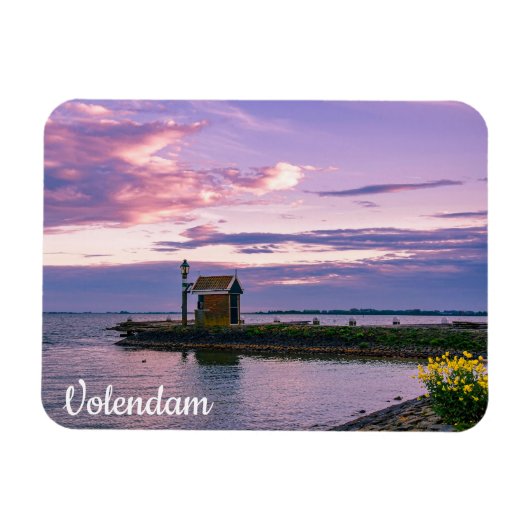 Rosa Sonnenuntergang über dem See Magnet (Horizontal)