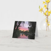 Rosa Sonnenuntergang - unbedruckte Grußkarte Karte (Gelbe Blume)