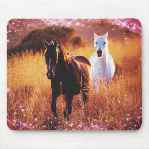 Rosa Sonnenuntergang Western Land Galopp Pferde Mousepad