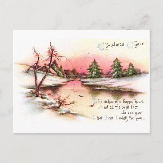 Rosa Sonnenuntergang Winterlandschaft Weihnachten (Vorderseite)