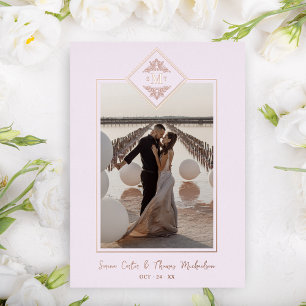 Rosa Sophisticated Flourish Chic Roségold Initiale Folieneinladung
