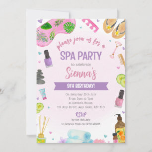 Rosa Spa-Party-Geburtstagseinladung Verwöhnen & En Einladung