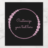 rosa Sparkle Gems Circle Custom Weinetikett (Einzelnes Label)