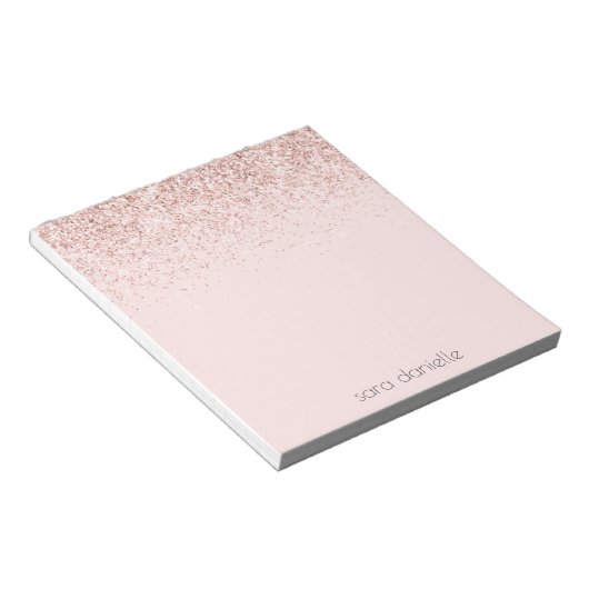 Rosa Sparkle Glitzer Confetti, rosa Personalisiert Notizblock (angewinkelt)