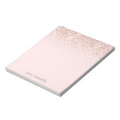 Rosa Sparkle Glitzer Confetti, rosa Personalisiert Notizblock (Rotiert)