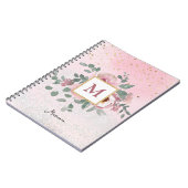 Rosa Sparkle Glitzer Monogram Girl Daily Diary Notizblock (Linke Seite)