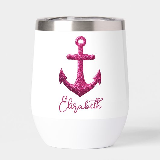 Rosa Sparkle Glitzer Nautical Sailing Name (Rückseite)