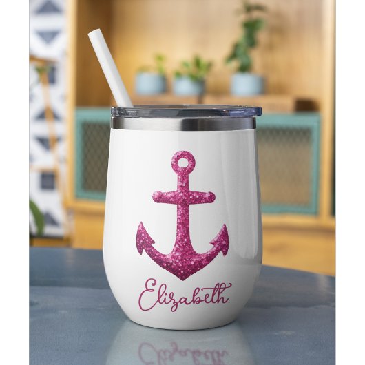 Rosa Sparkle Glitzer Nautical Sailing Name
