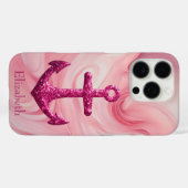 Rosa Sparkle Glitzer Nautical Sailing Name Case-Mate iPhone Hülle (Rückseite (Horizontal))