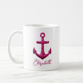Rosa Sparkle Glitzer Nautical Sailing Name Kaffeetasse