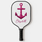 Rosa Sparkle Glitzer Nautical Sailing Name Pickleball Schläger (Vorderseite)