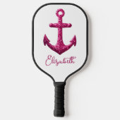 Rosa Sparkle Glitzer Nautical Sailing Name Pickleball Schläger (Rückseite)