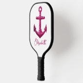 Rosa Sparkle Glitzer Nautical Sailing Name Pickleball Schläger (Links)