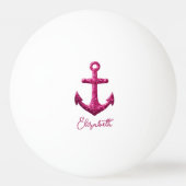 Rosa Sparkle Glitzer Nautical Sailing Name Tischtennisball (Rückseite)