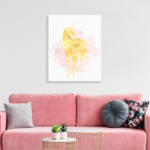 Rosa Sparkle Gold Einhorn Leinwanddruck (Insitu (Wohnzimmer))