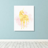 Rosa Sparkle Gold Einhorn Leinwanddruck (Insitu (Holzboden))