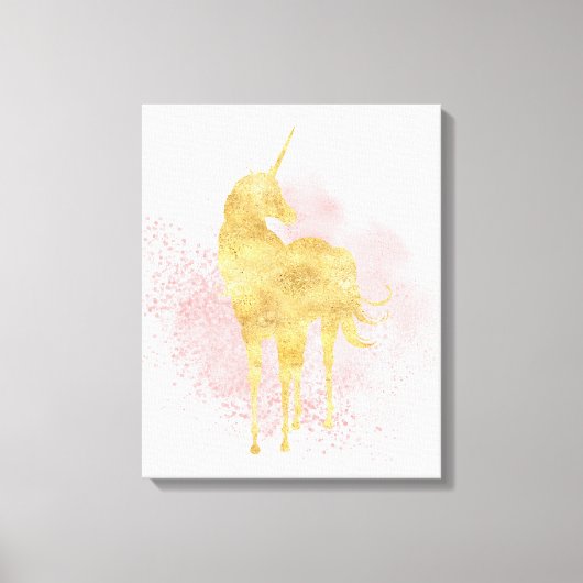 Rosa Sparkle Gold Einhorn Leinwanddruck (Vorderseite)