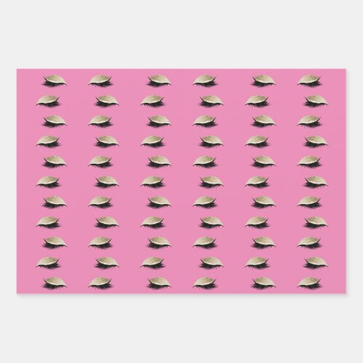 Rosa Sparkle Gold Glam Unicorn Geschenkpapier Set (Vorderseite)