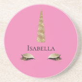 Rosa Sparkle Gold Glam Unicorn Getränkeuntersetzer (Vorne)