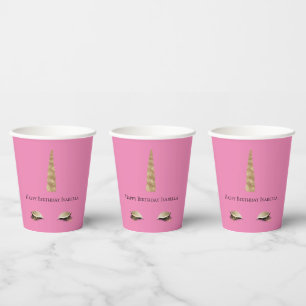 Rosa Sparkle Gold Glam Unicorn Pappbecher