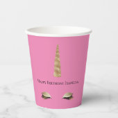 Rosa Sparkle Gold Glam Unicorn Pappbecher (Vorderseite)