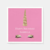 Rosa Sparkle Gold Glam Unicorn Serviette (Vorderseite)