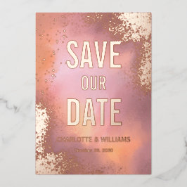 Rosa Sparkle Hombre Foto Overlay Save the Date Folieneinladung