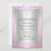 Rosa Sparkle Jewel Taufe/Christening Einladung (Vorderseite)