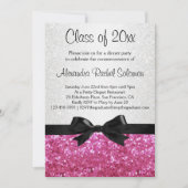 Rosa Sparkle-Look Bow Abschluss Einladung (Vorderseite)