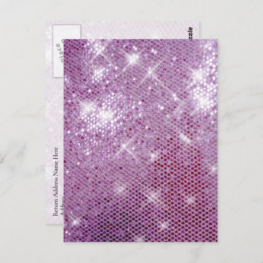 Rosa Sparkle-Look Postkarte (Vorne/Hinten)