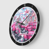 Rosa Sparkle Motorrad Große Wanduhr (Winkel)