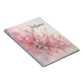 Rosa Sparkle Silver Glitzer Blume Personalisiert Notizblock (Rechte Seite)